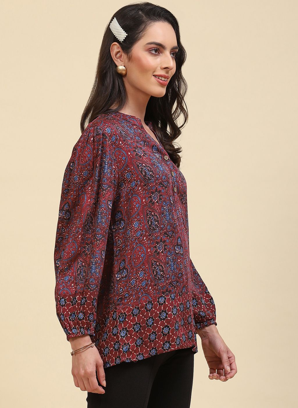 Women Maroon Printed Top