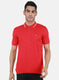 Men Red Self Design T-Shirt