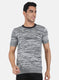 Men Grey Self Design T-Shirt