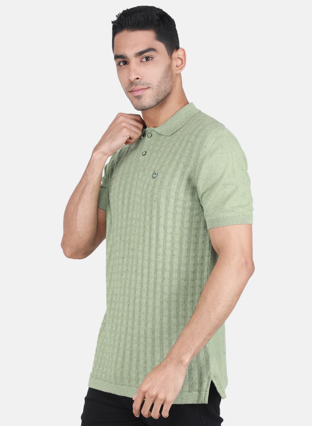 Men Sea Green Solid T-Shirt