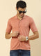 Men Peach Plain T-Shirt