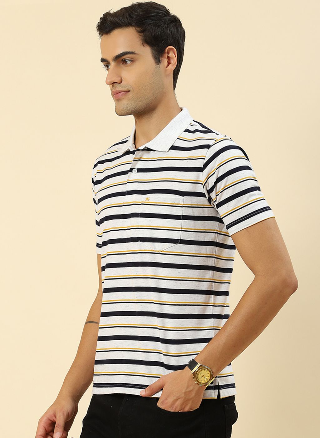 Men Grey Stripe T-Shirt