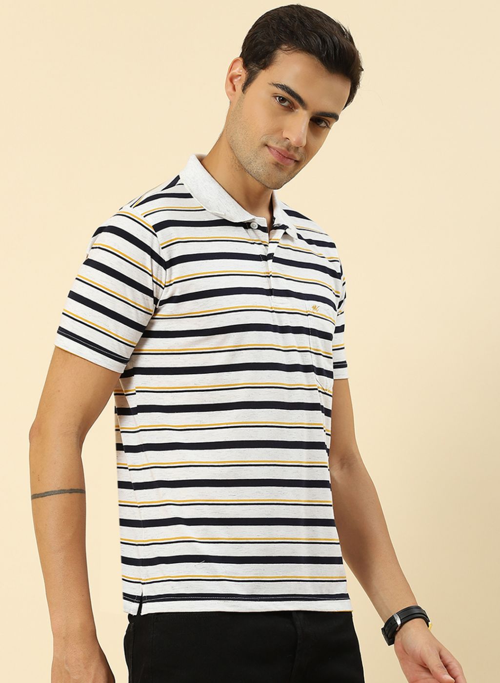 Men Grey Stripe T-Shirt