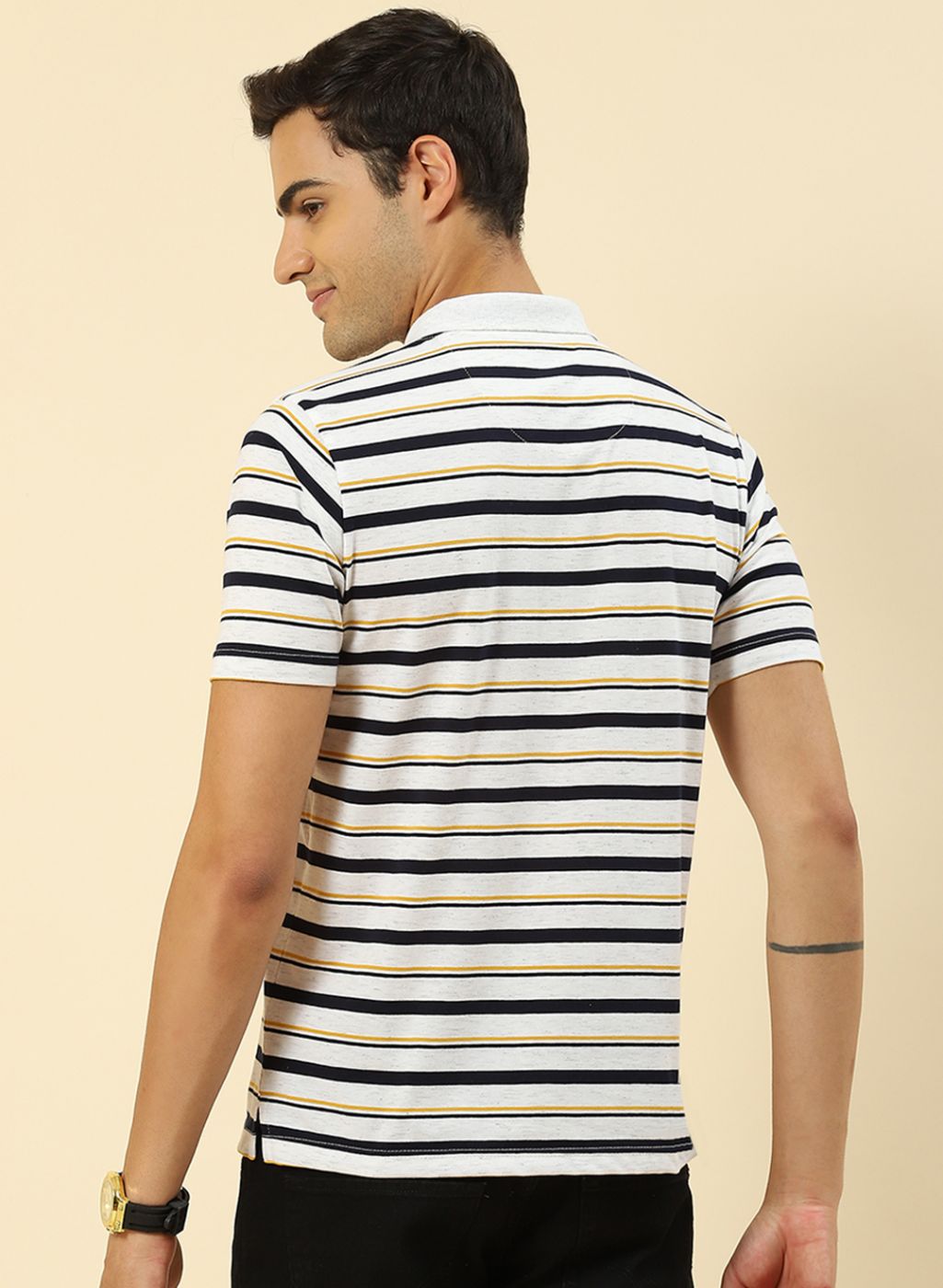 Men Grey Stripe T-Shirt