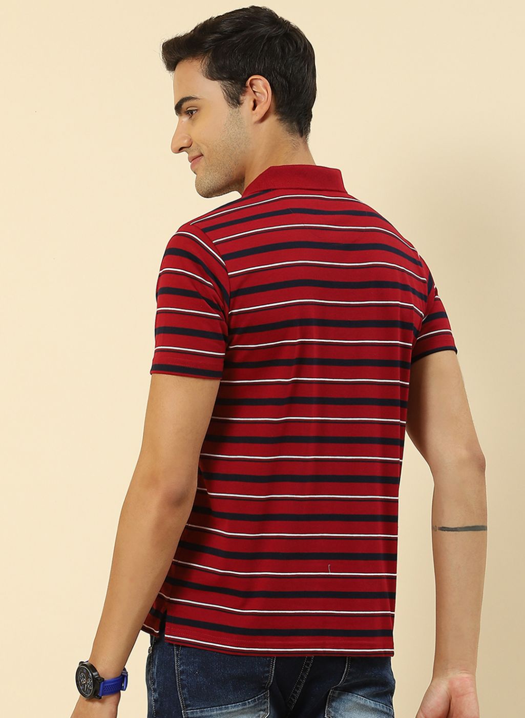 Men Maroon Stripe T-Shirt