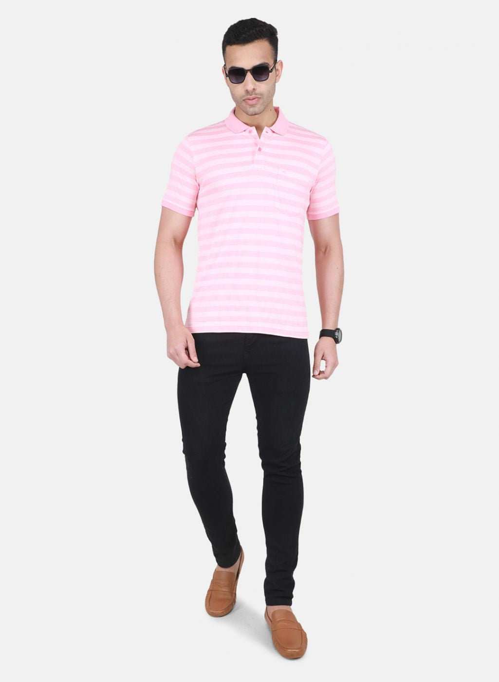 Men Pink Stripe T-Shirt