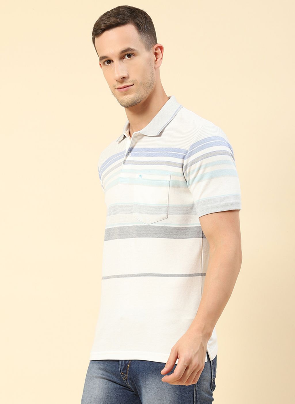 Men Off White Stripe T-Shirt