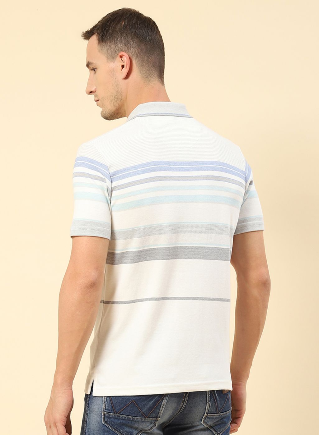 Men Off White Stripe T-Shirt