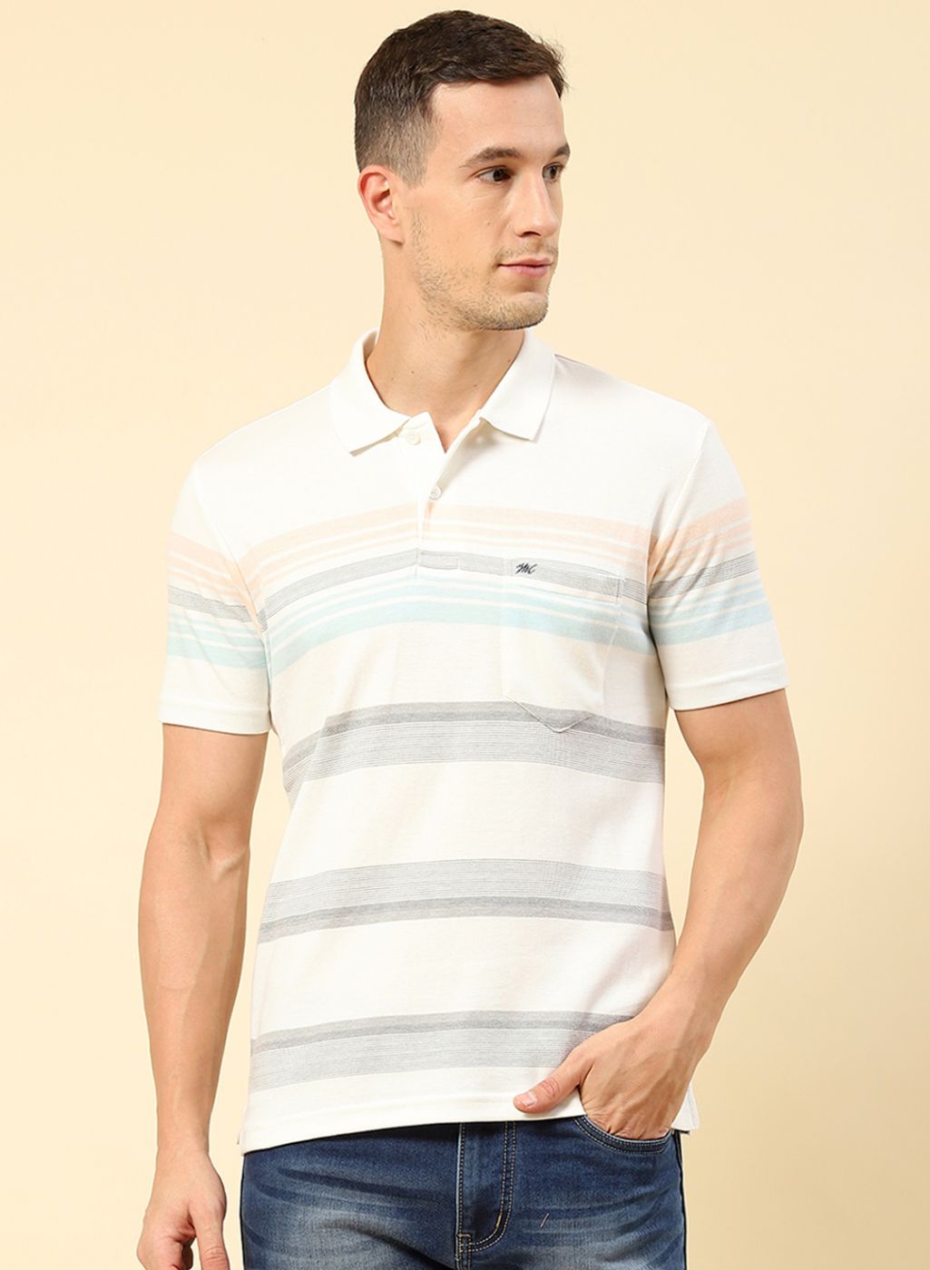 Men Blue Stripe T-Shirt