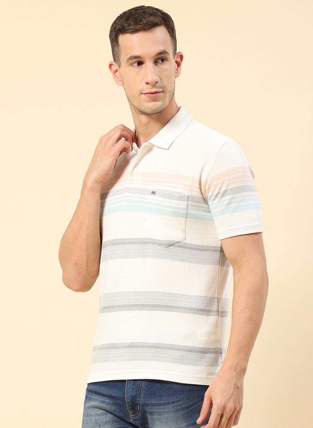 Men Blue Stripe T-Shirt