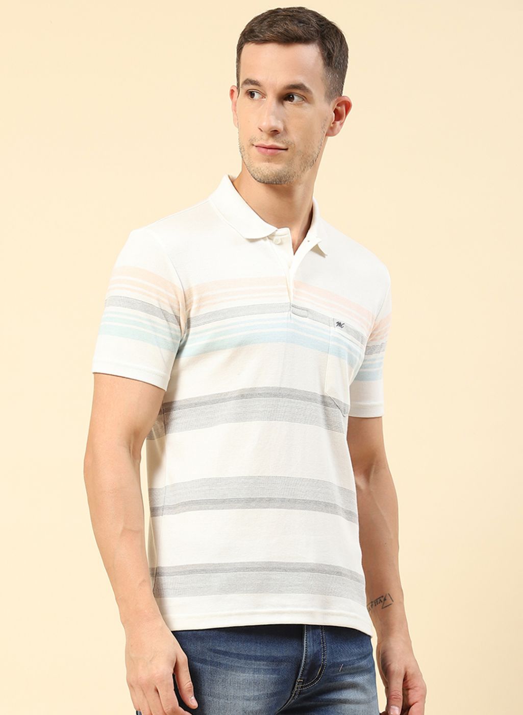 Men Blue Stripe T-Shirt