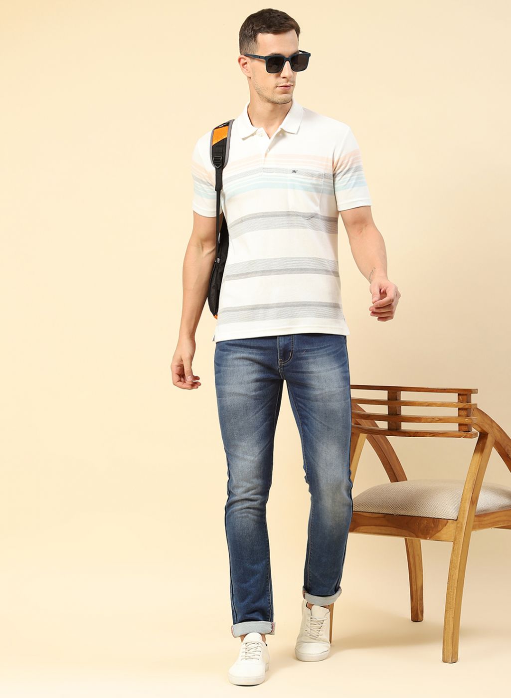 Men Blue Stripe T-Shirt