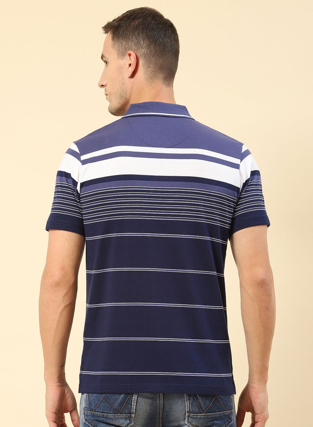 Men NAvy Blue Stripe T-Shirt