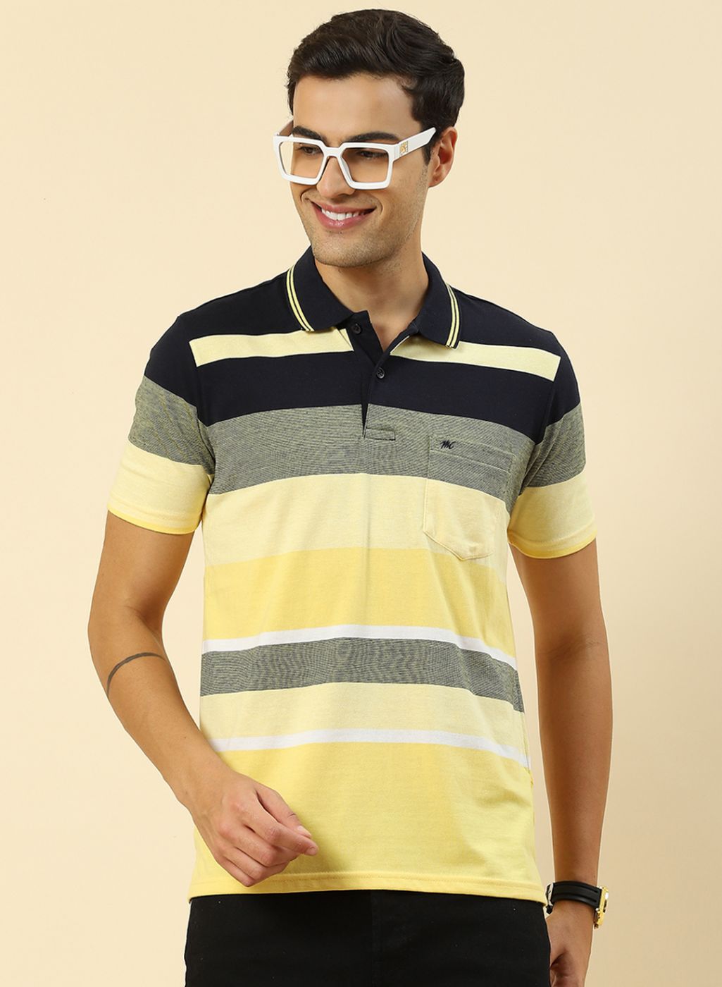 Men Yellow Stripe T-Shirt