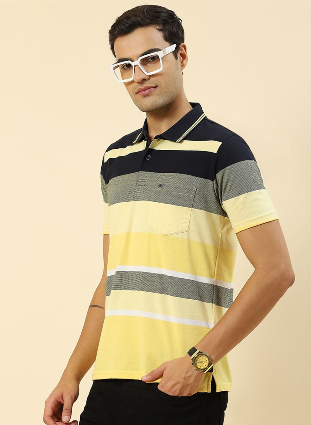 Men Yellow Stripe T-Shirt