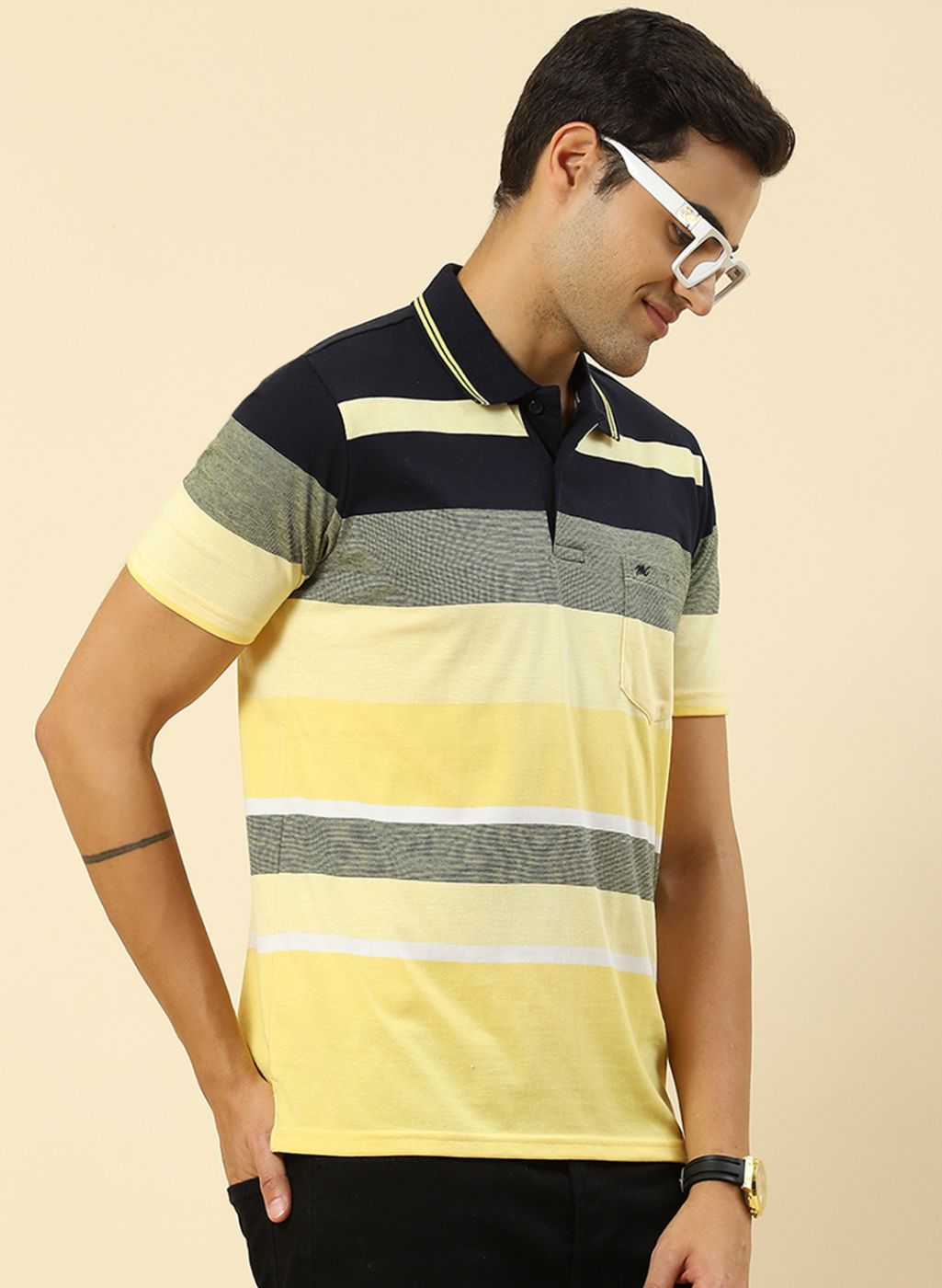 Men Yellow Stripe T-Shirt