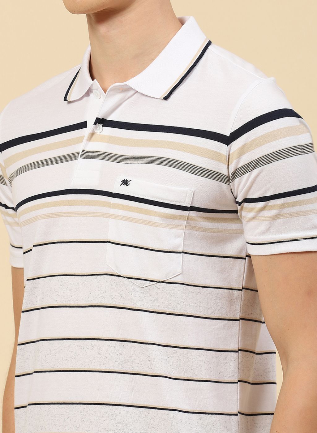 Men White Stripe T-Shirt