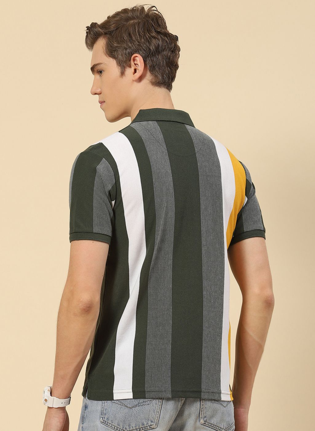 Men Olive Stripe T-Shirt