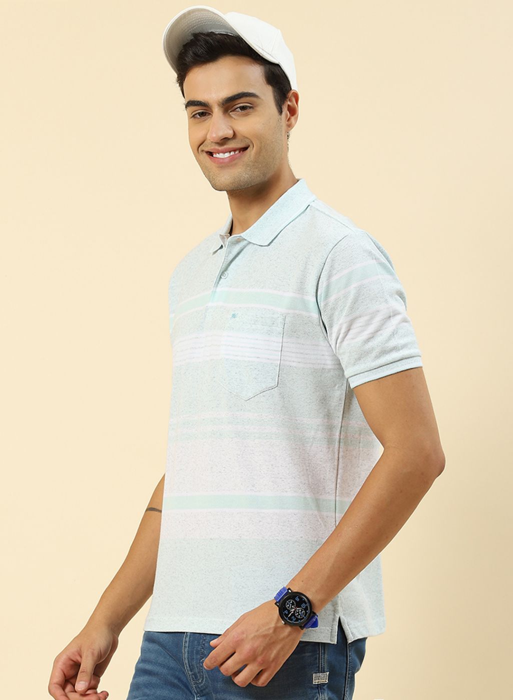 Men Blue Stripe T-Shirt