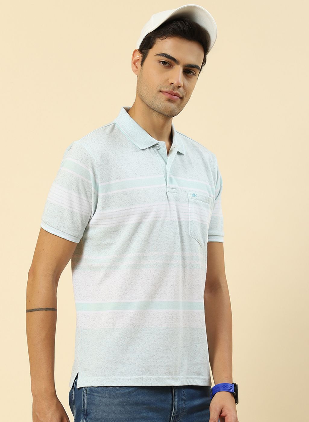 Men Blue Stripe T-Shirt