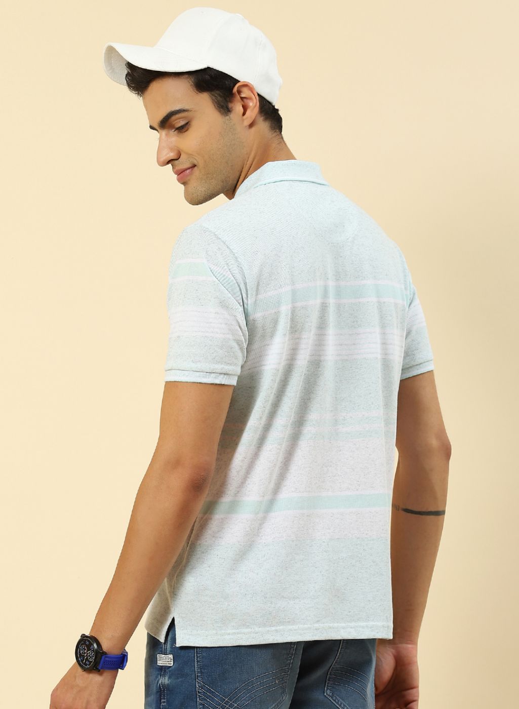 Men Blue Stripe T-Shirt