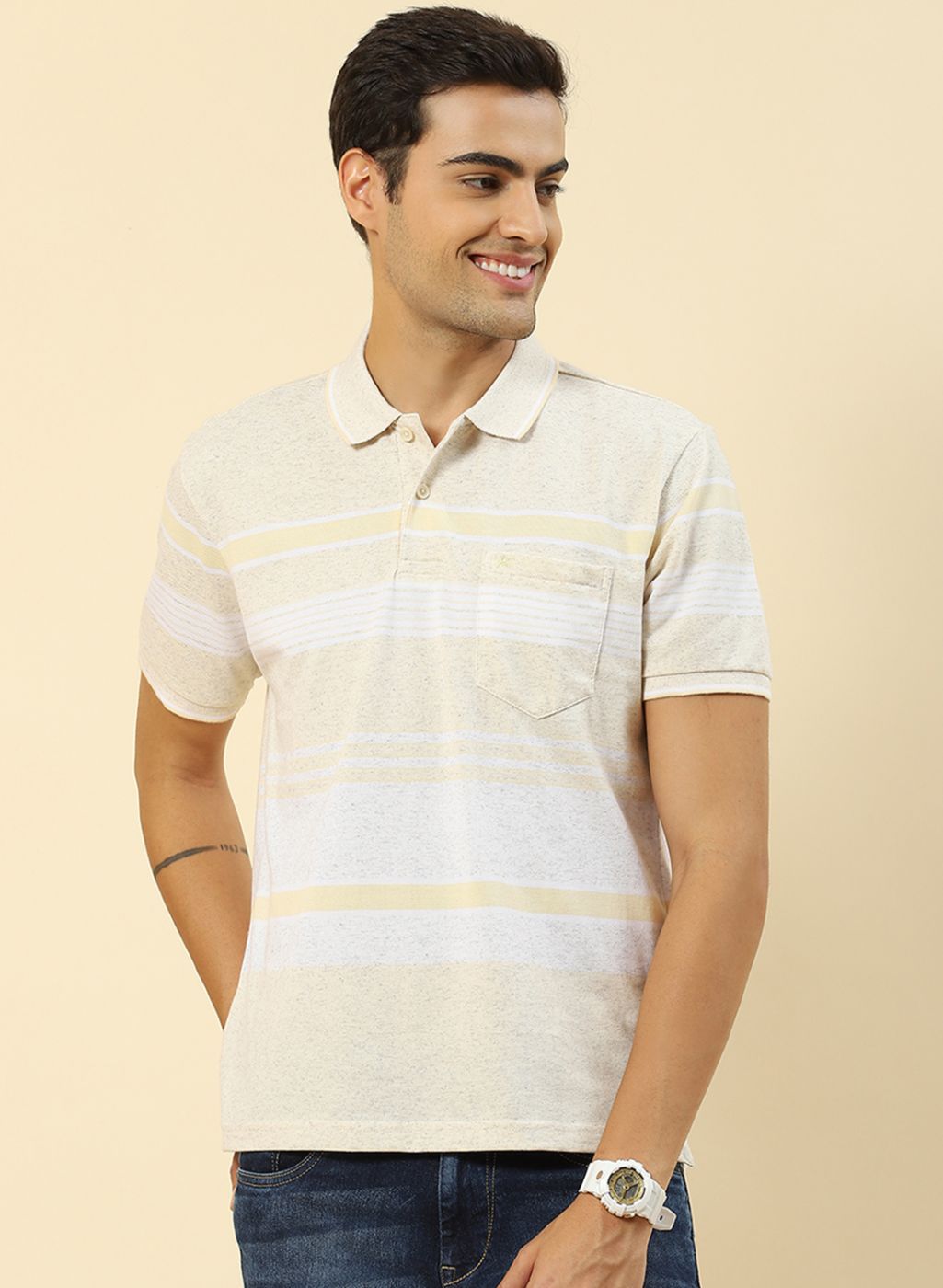 Men Yellow Stripe T-Shirt