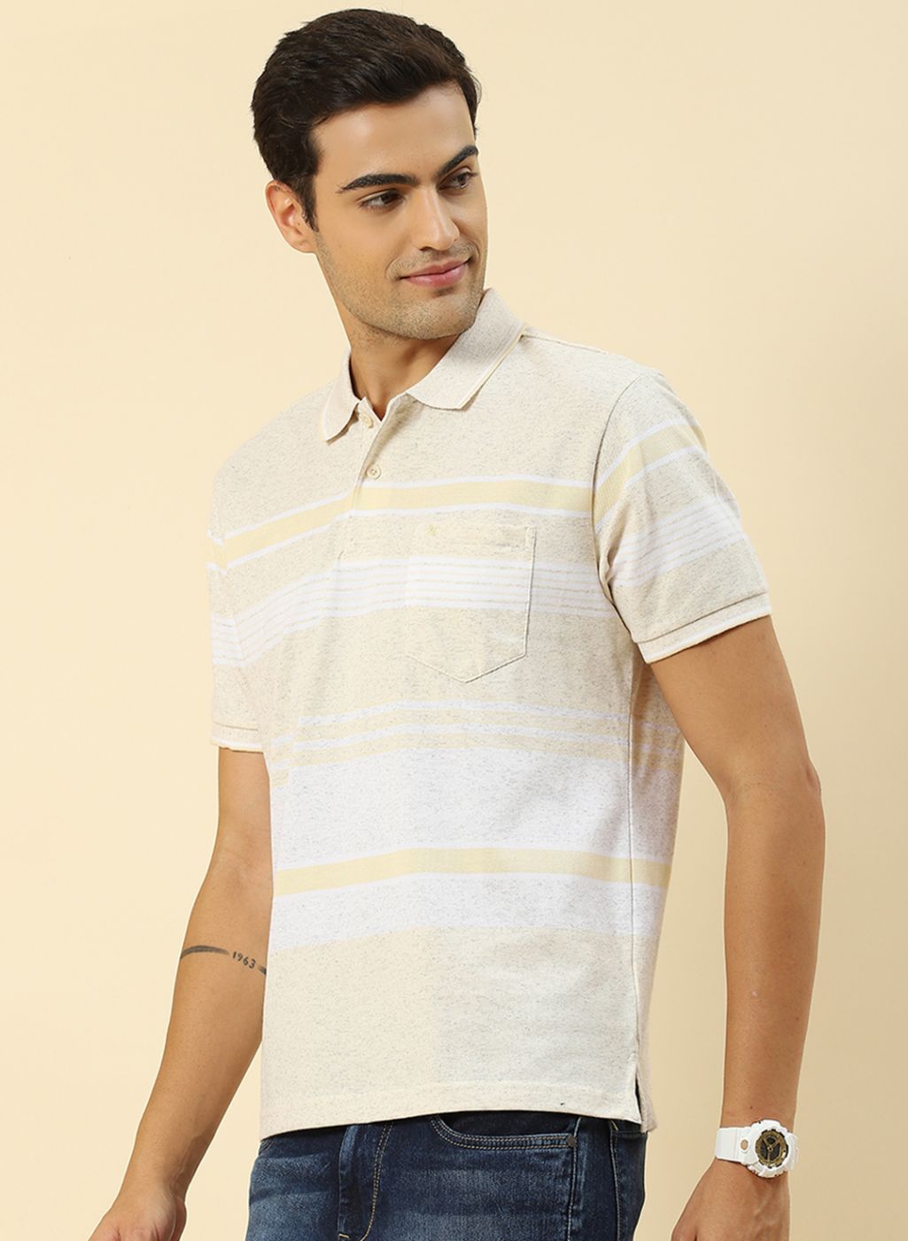 Men Yellow Stripe T-Shirt