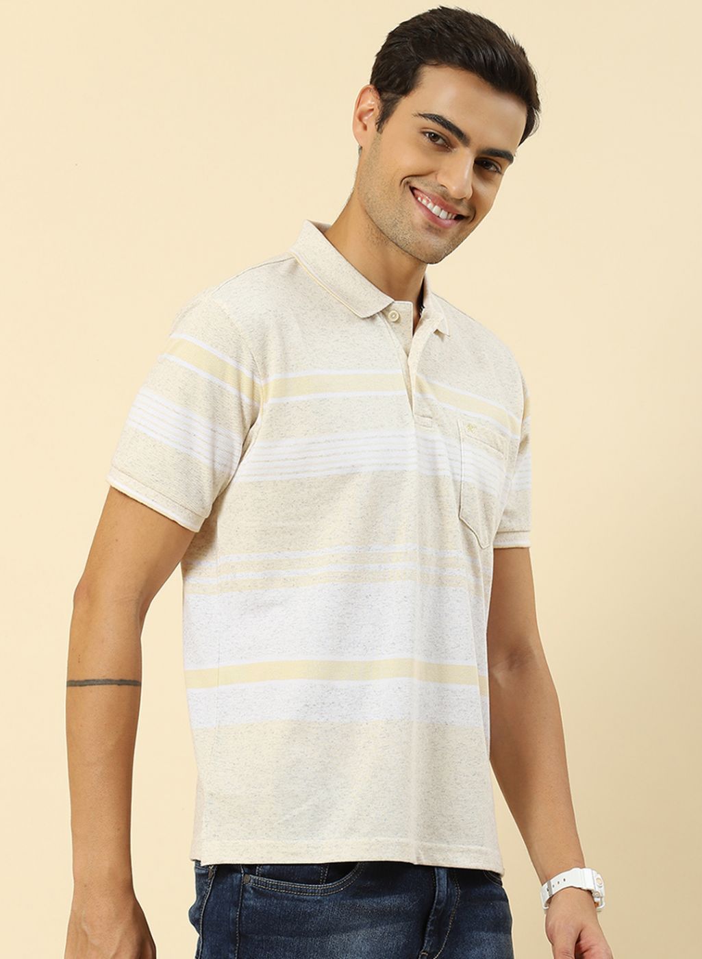 Men Yellow Stripe T-Shirt