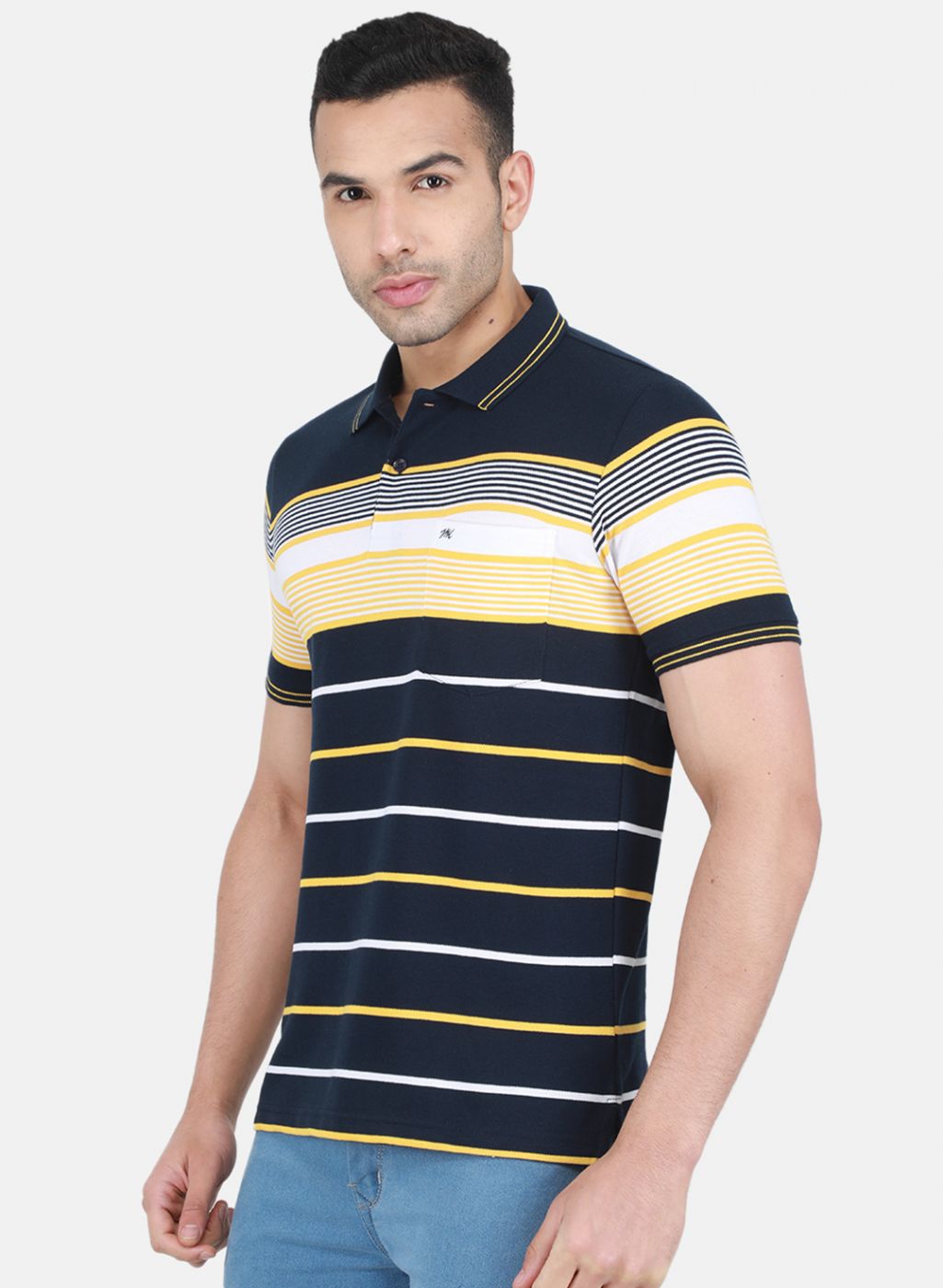 Men NAvy Blue Stripe T-Shirt