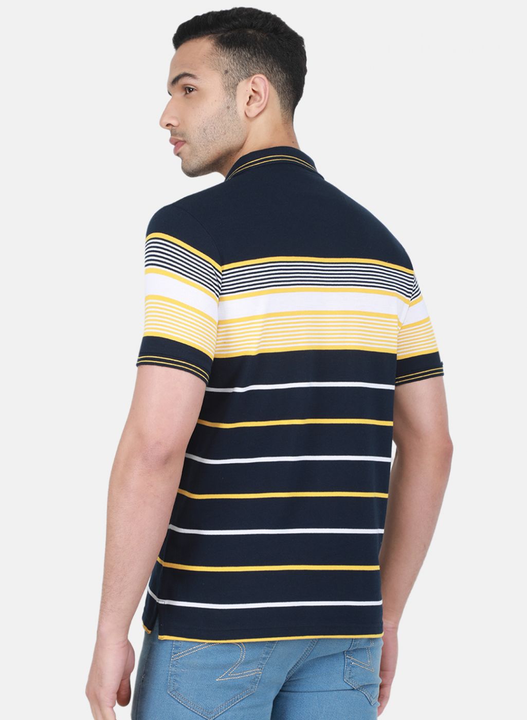 Men NAvy Blue Stripe T-Shirt