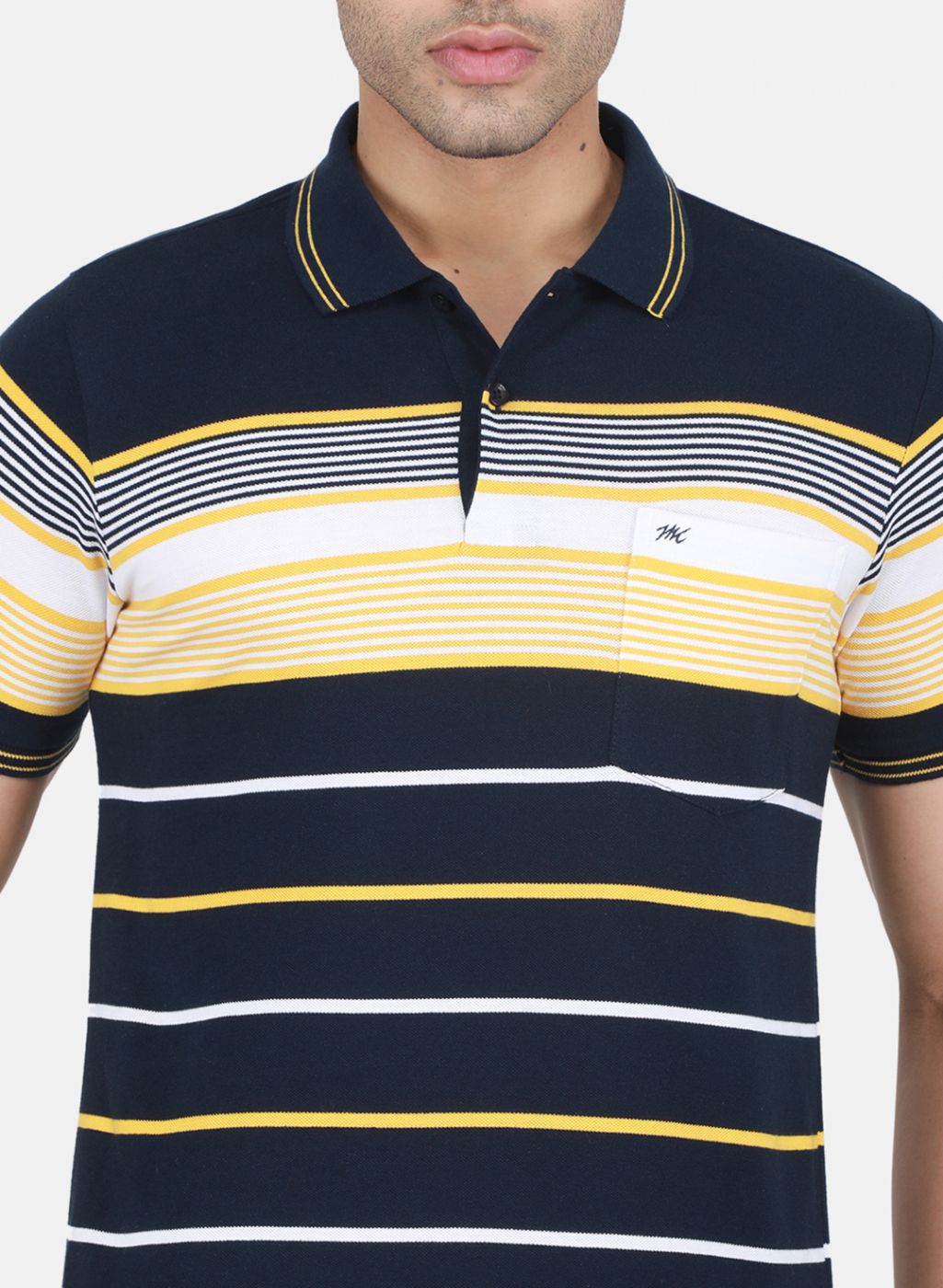 Men NAvy Blue Stripe T-Shirt