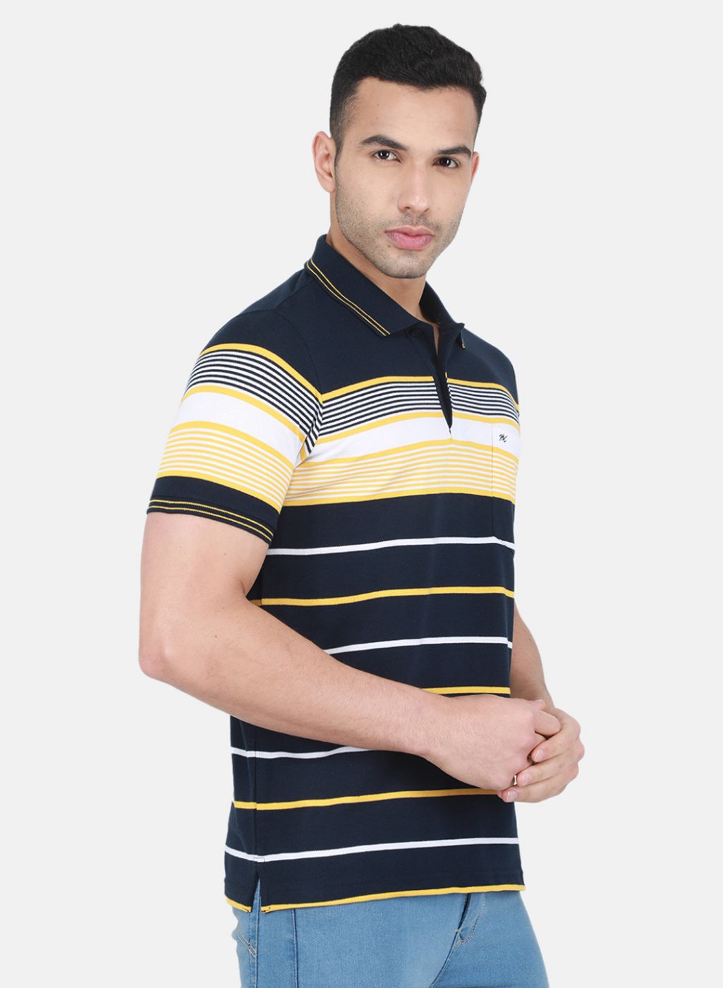 Men NAvy Blue Stripe T-Shirt