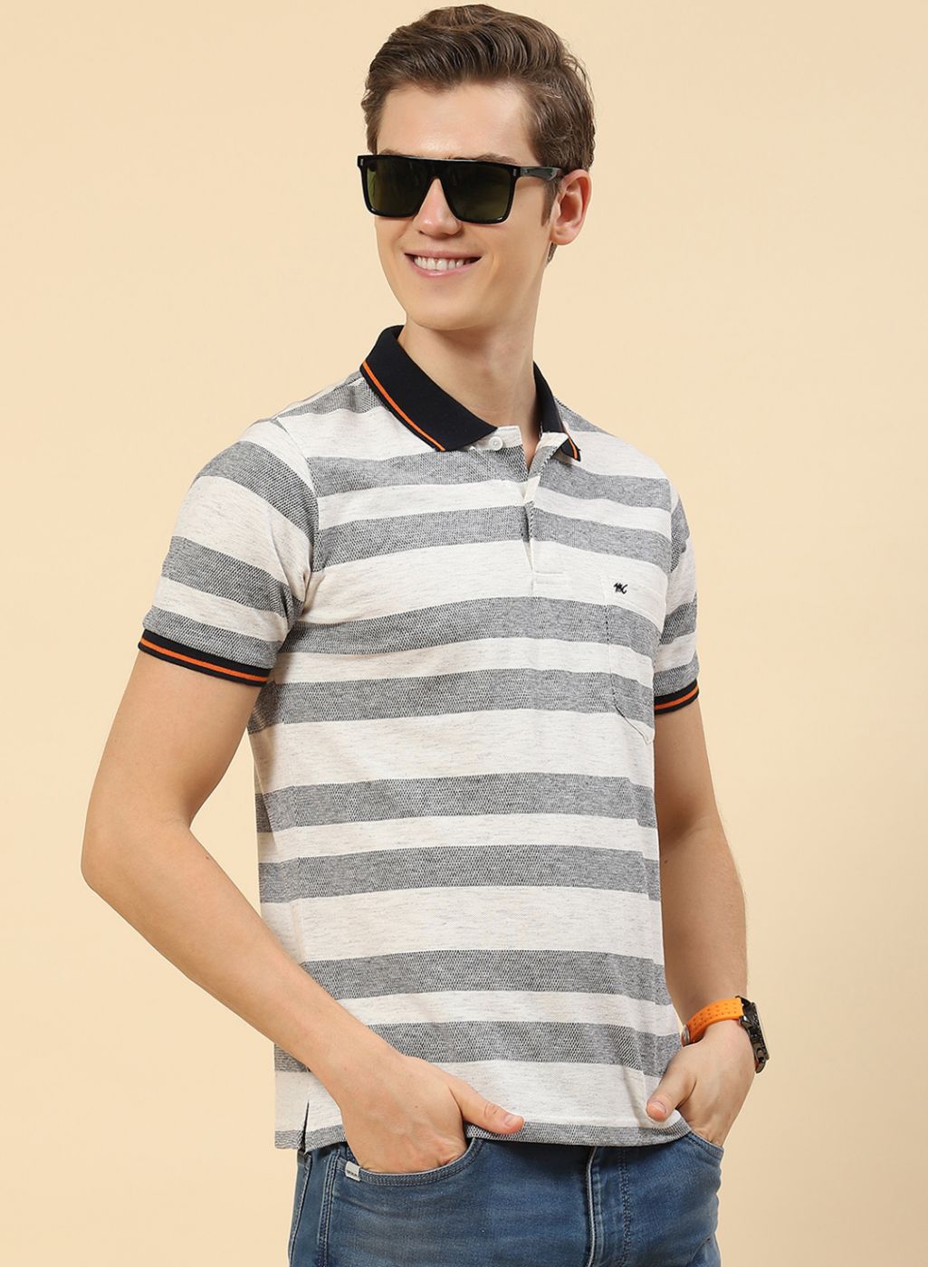 Men Off White Stripe T-Shirt