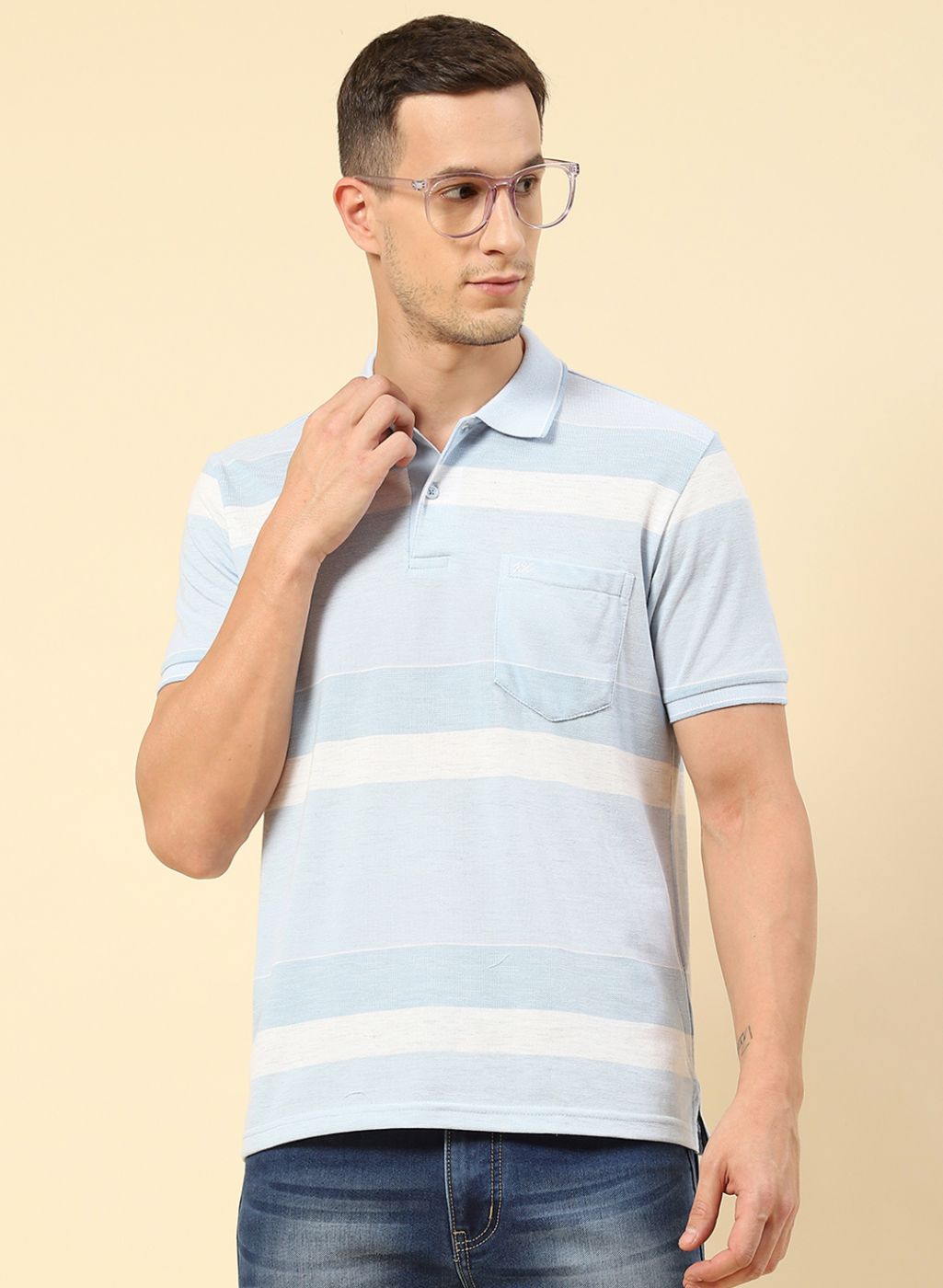 Men Blue Stripe T-Shirt