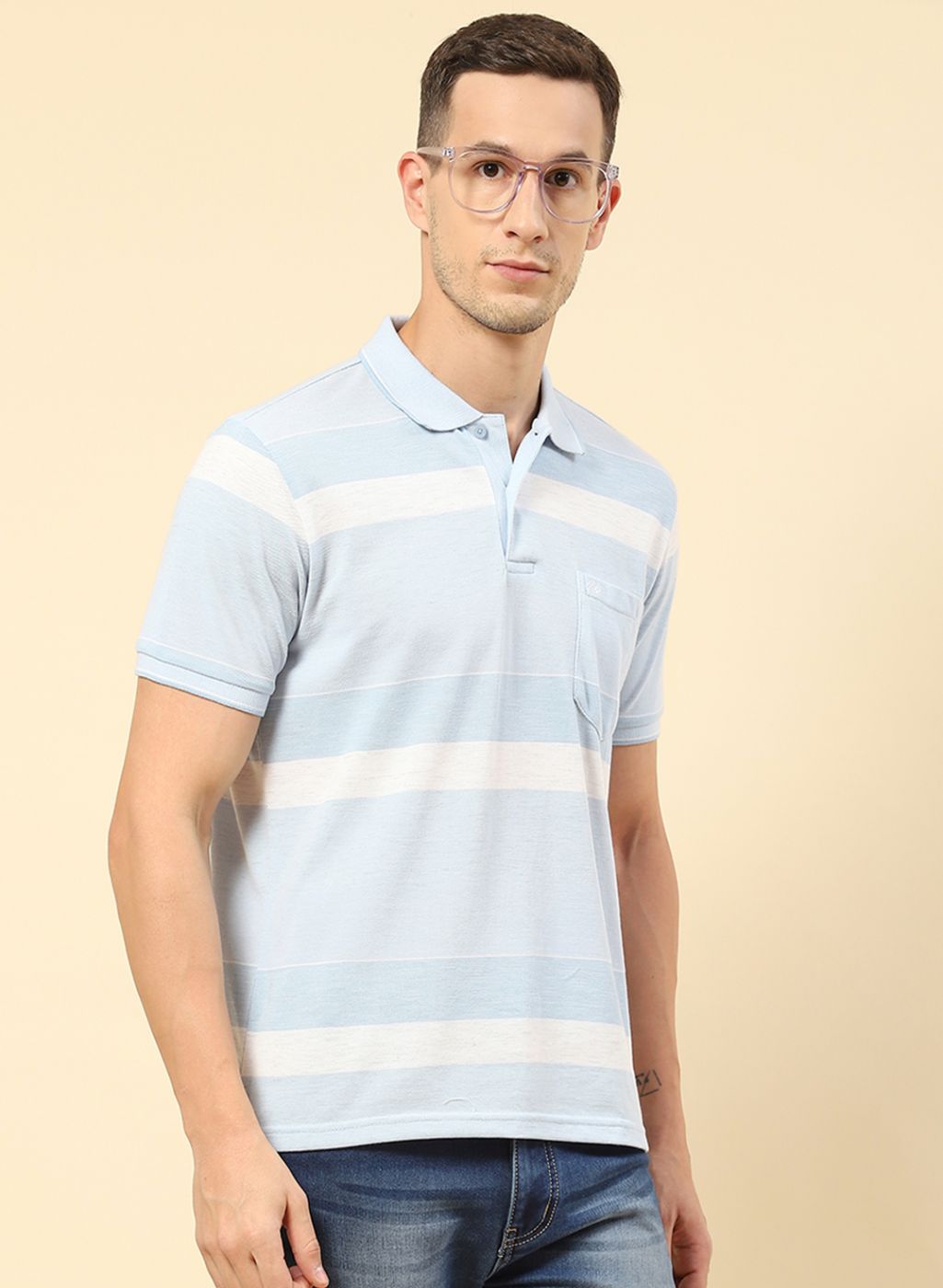 Men Blue Stripe T-Shirt