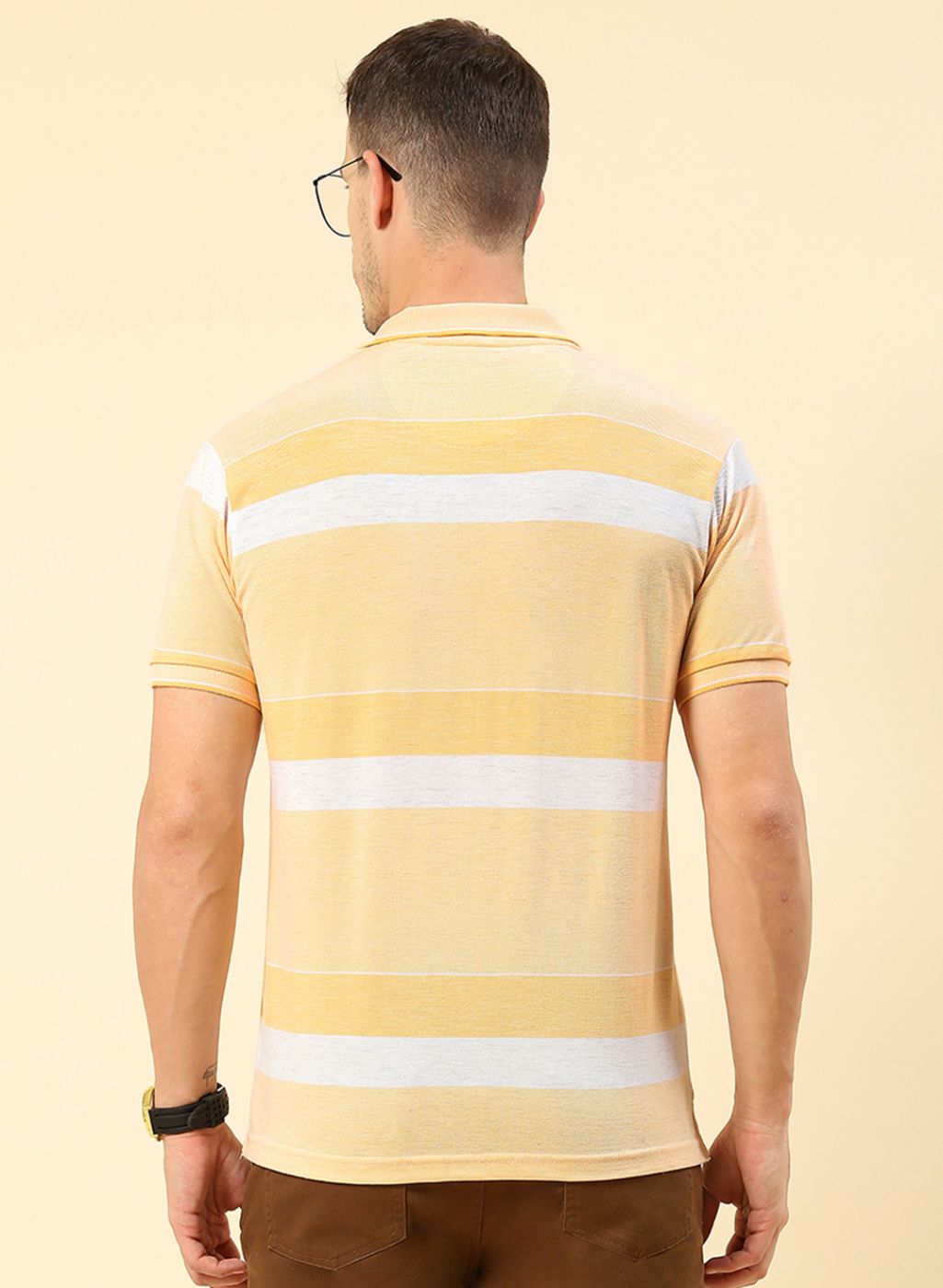 Men Orange Stripe T-Shirt