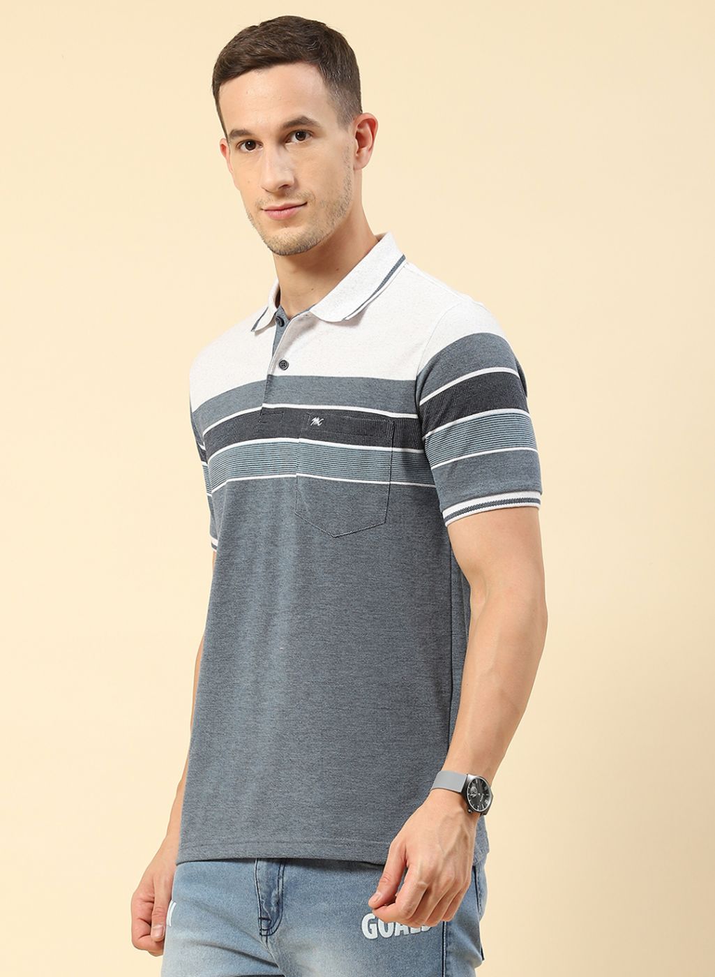 Men Blue Stripe T-Shirt