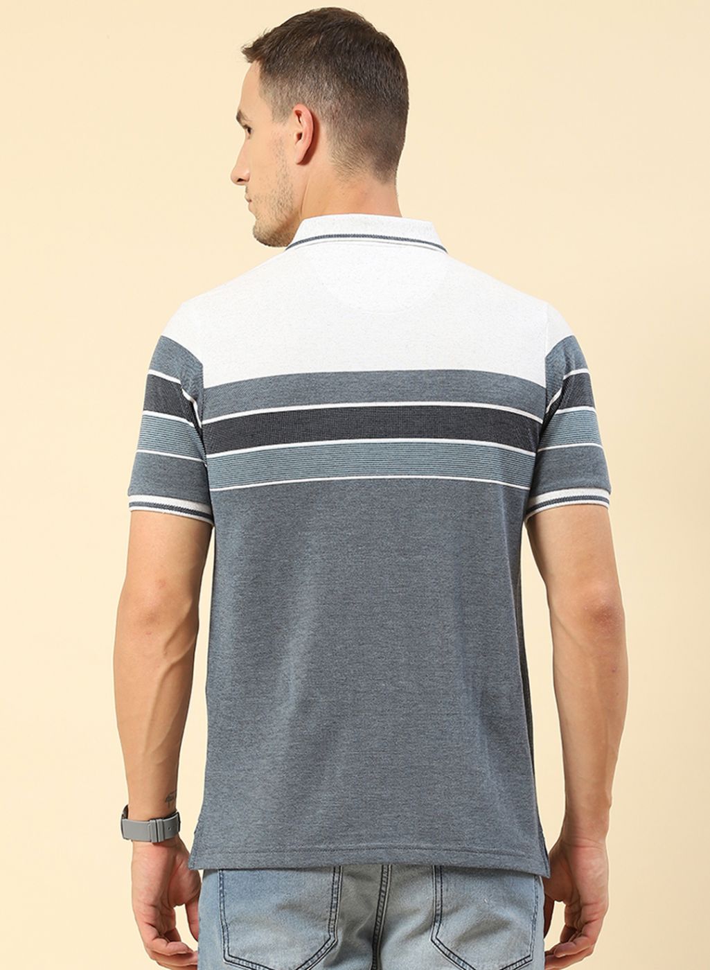 Men Blue Stripe T-Shirt