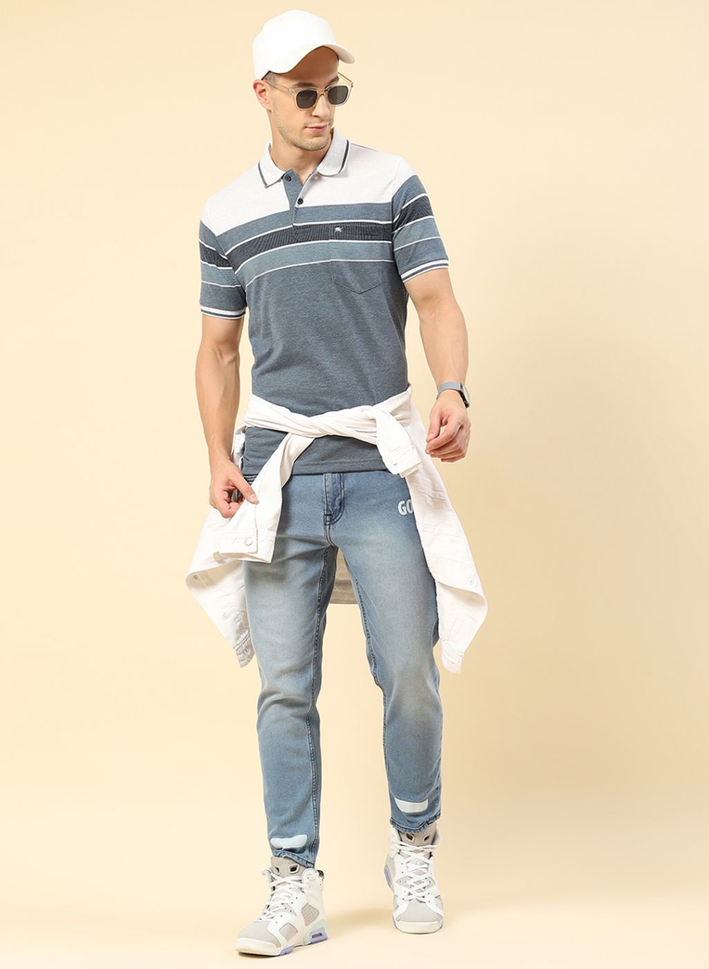 Men Blue Stripe T-Shirt