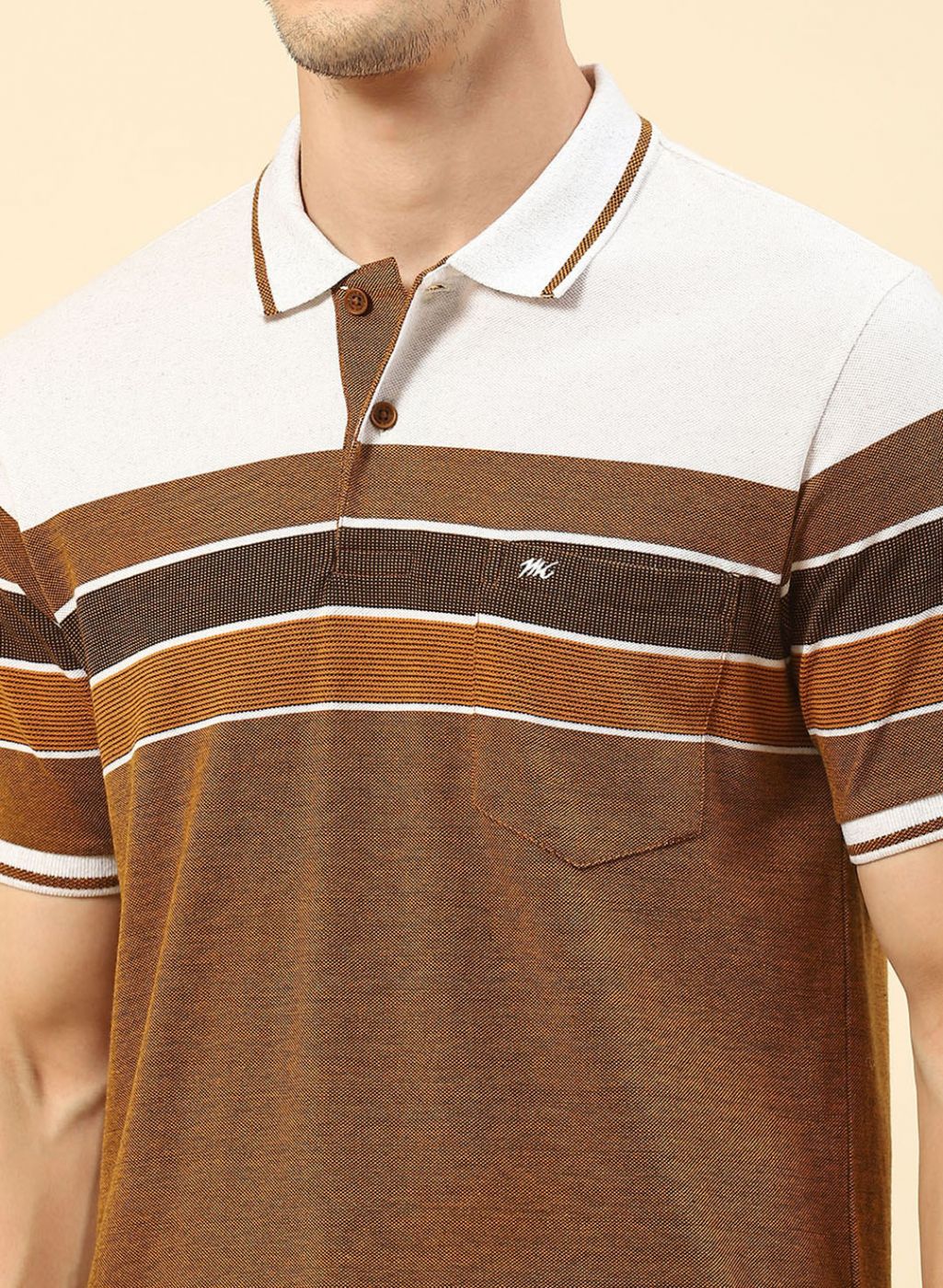 Men Brown Stripe T-Shirt