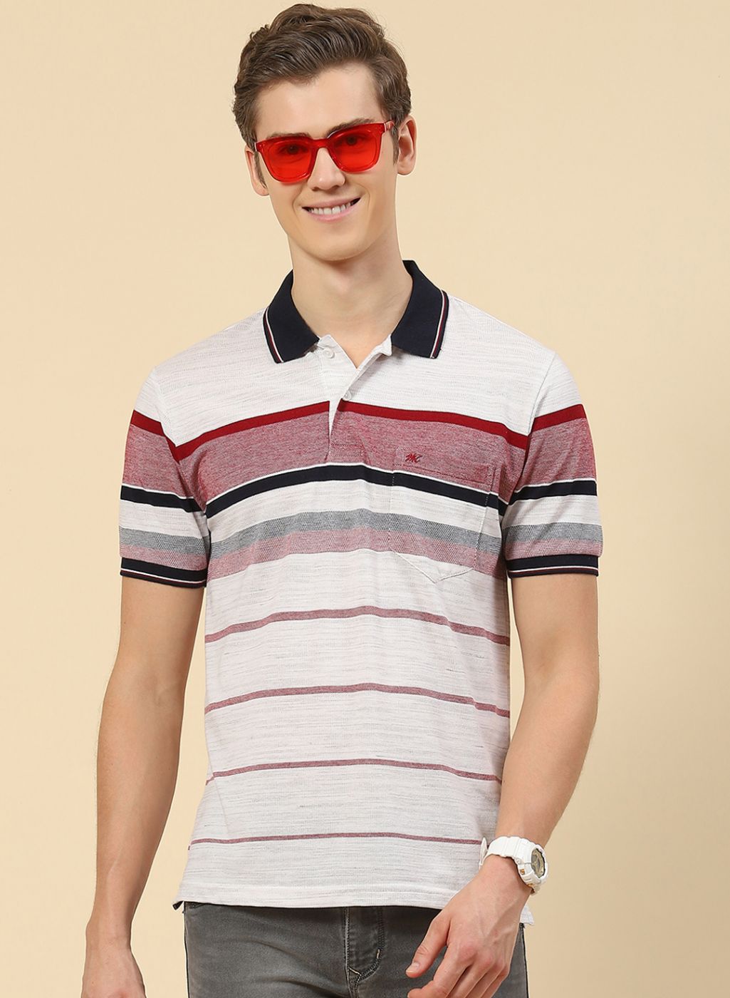 Men Multicolor Stripe T-Shirt