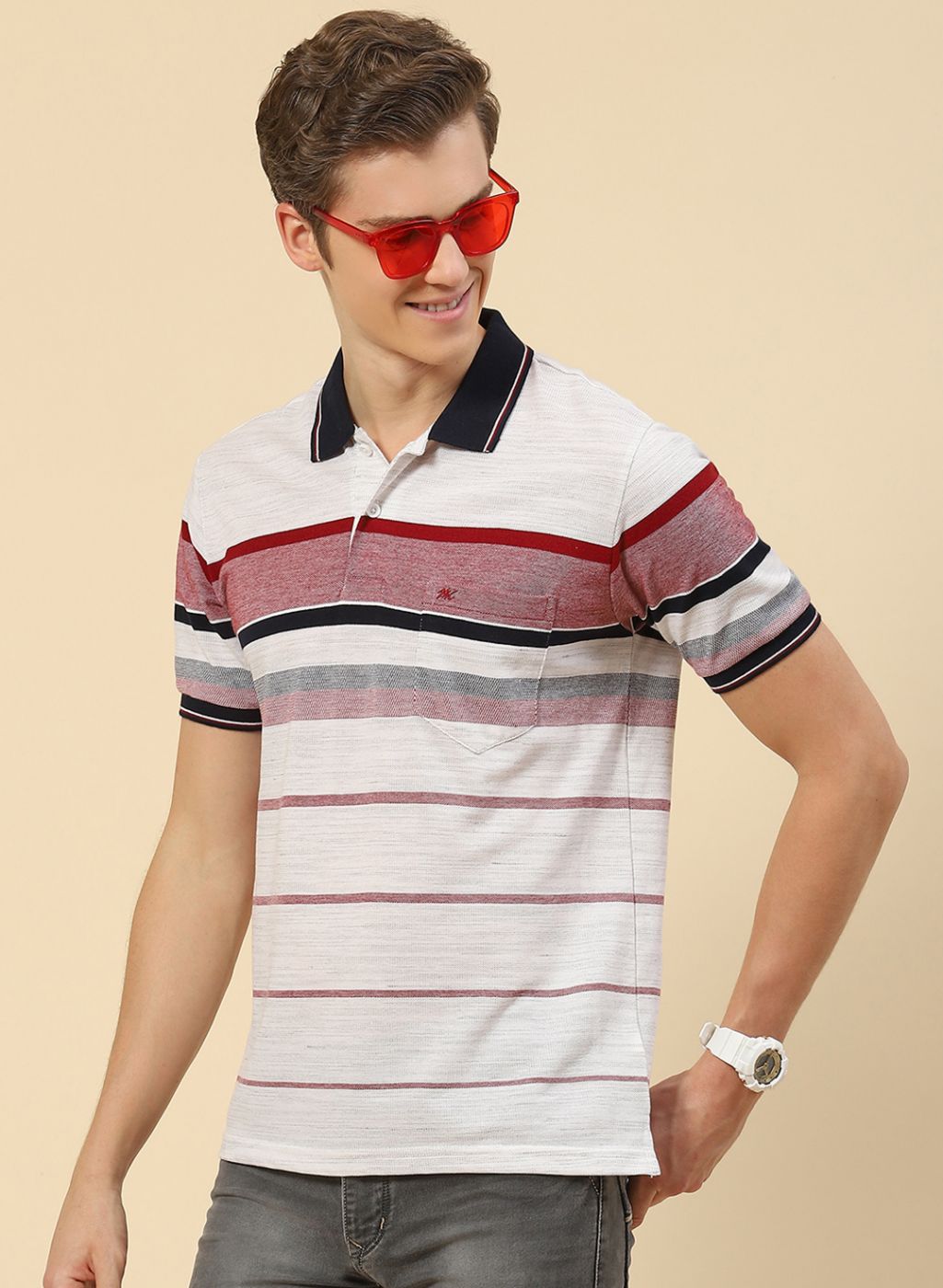 Men Multicolor Stripe T-Shirt