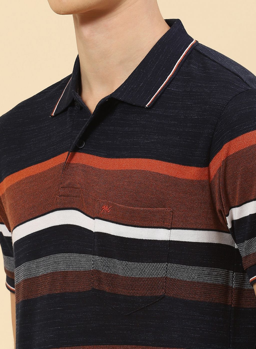 Men NAvy Blue Stripe T-Shirt