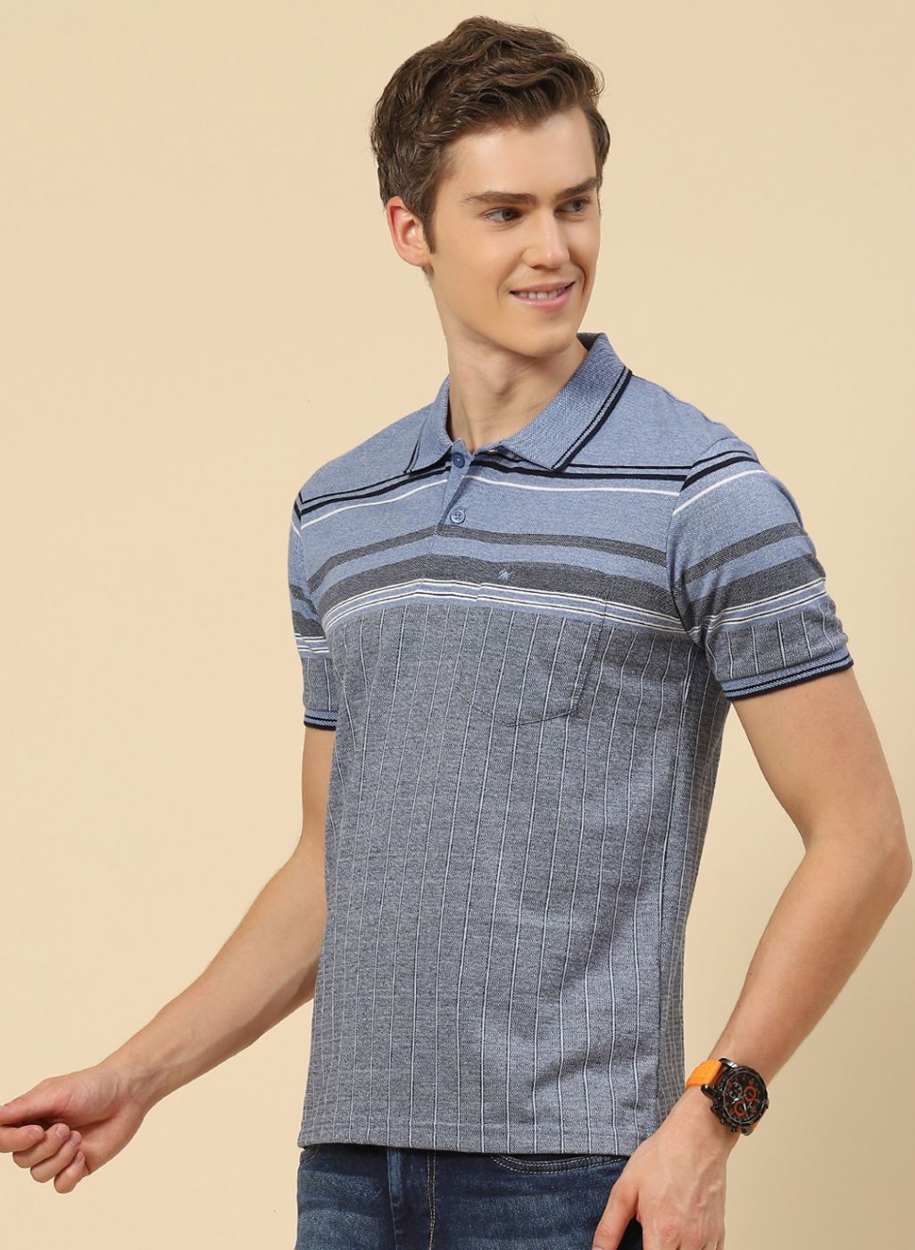 Men Blue Stripe T-Shirt