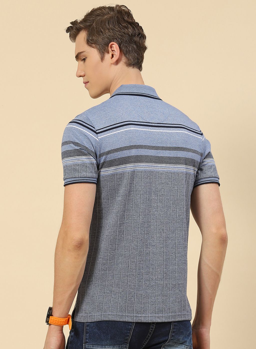 Men Blue Stripe T-Shirt