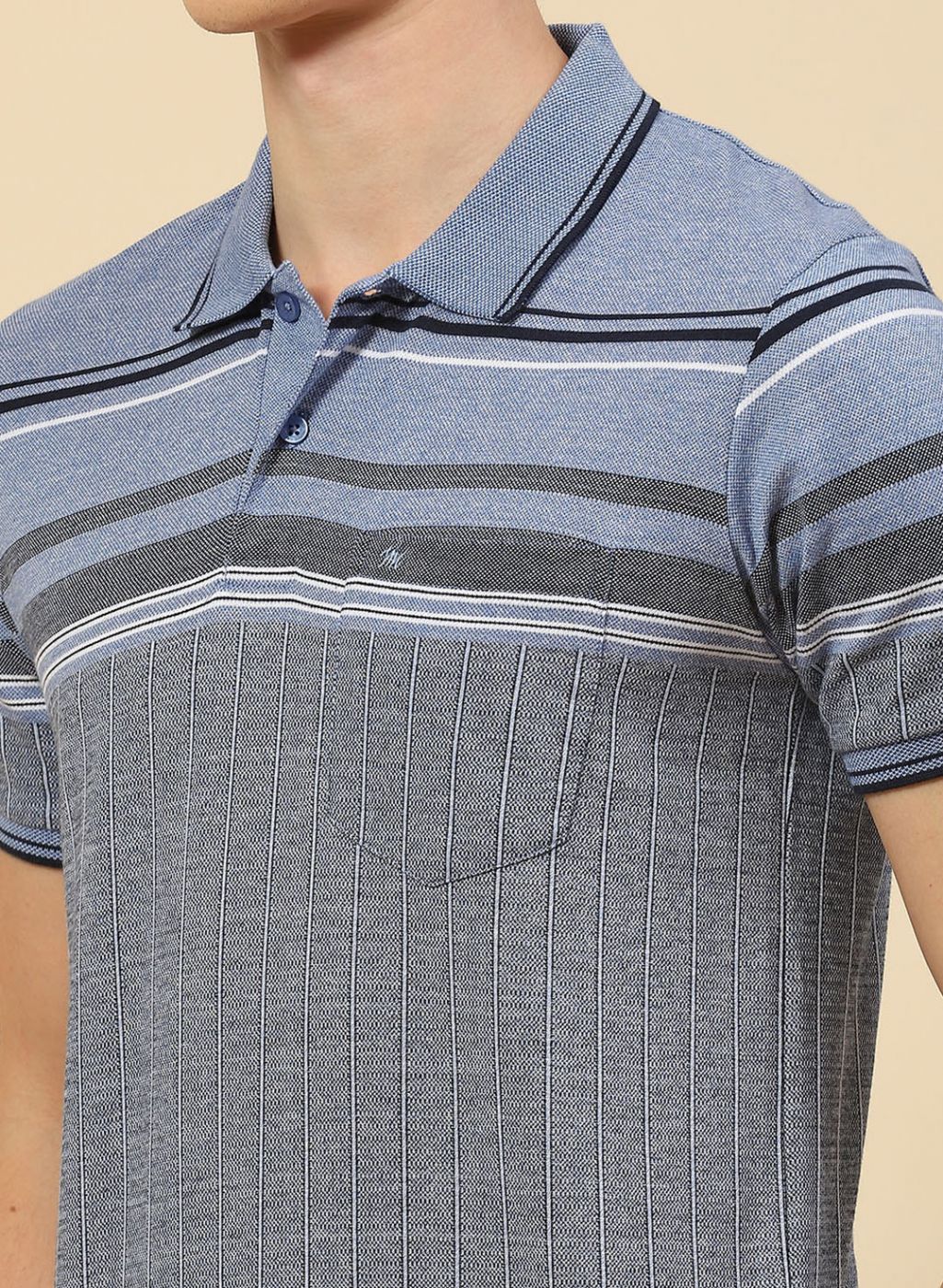 Men Blue Stripe T-Shirt