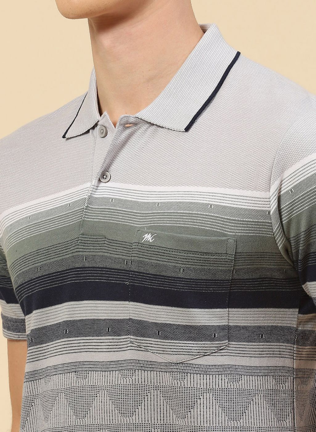 Men Grey Stripe T-Shirt