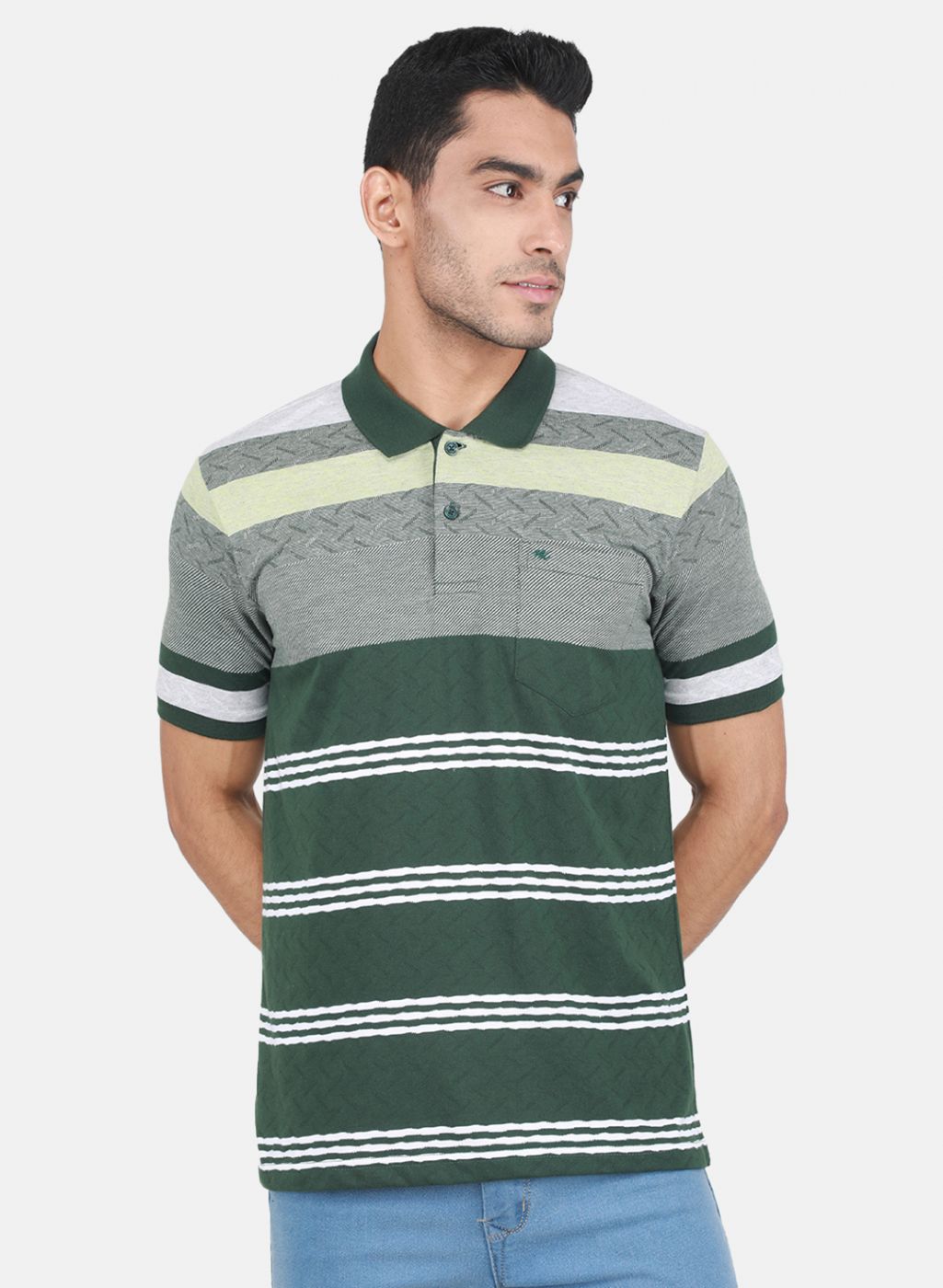 Men Olive Stripe T-Shirt