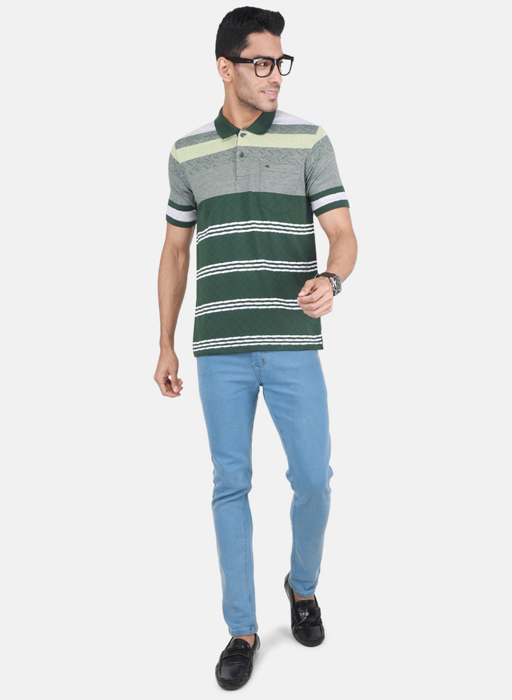 Men Olive Stripe T-Shirt