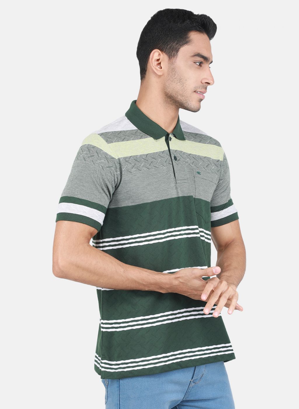 Men Olive Stripe T-Shirt